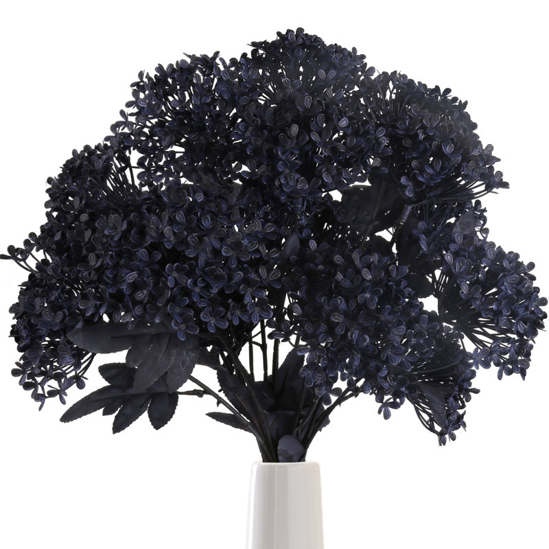 3Pcs Viburnum Hydrangea Artificial Flowers, Dark Blue