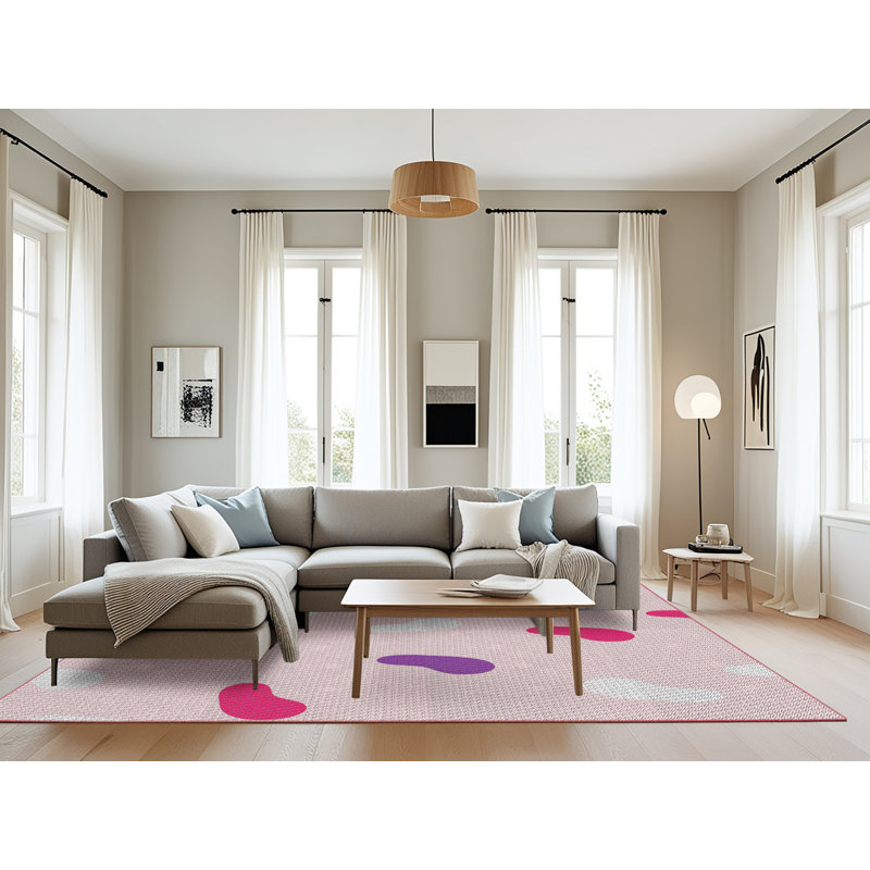 Tapis rose tissé à la machine, Rectangle 8 pi x 12 pi