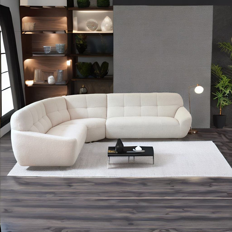 Canapé incurvé Raymesha, Polyester beige
