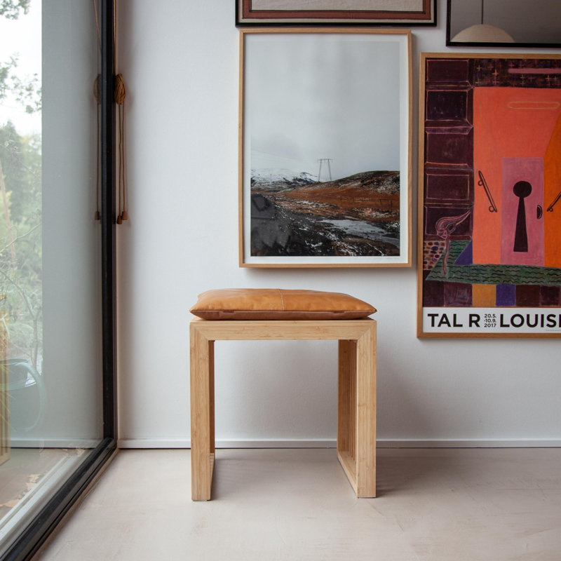 Riascos Solid Wood Accent Stool, Light Brown