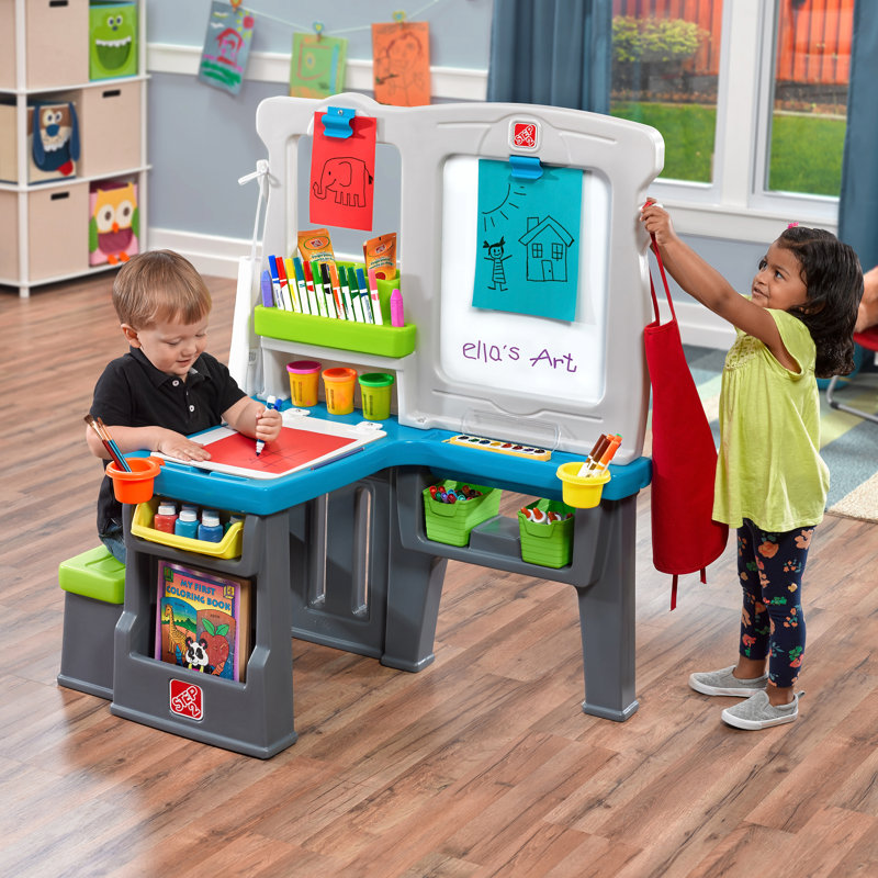 Great Creations Multicolor Plastic Kids Art Center with Easel