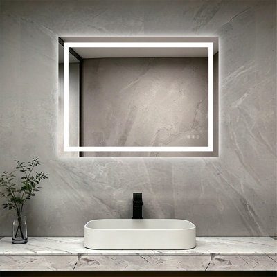 40" X 30" LED Bathroom Mirror With Dimmable Light Anti-Fog Lighted Vanity Mirror With 3 Color Modes, IP44 Waterproof Horizontal/Vertical Mount