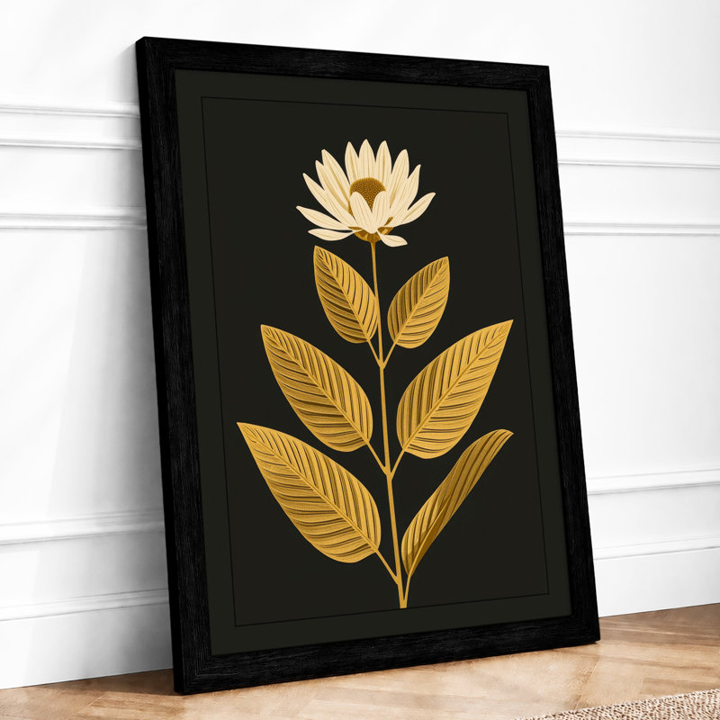 Gilded Lotus Botanical - Framed Print, A3 - 42.0 x 29.7 cm, Black