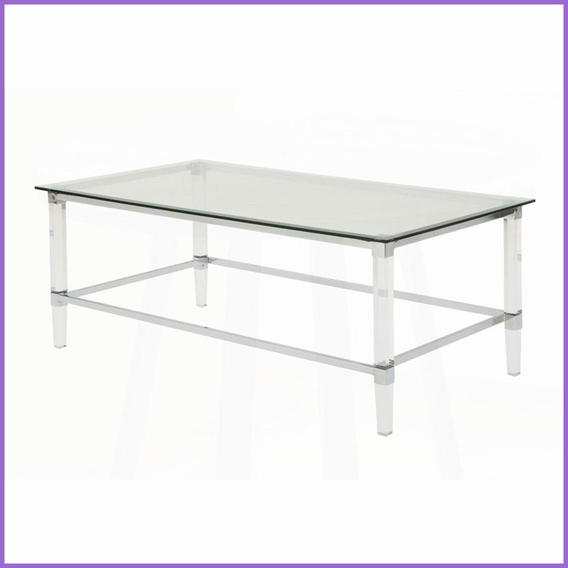 Verre trempé ultramoderne Table basse rectangulaire en acrylique - Large surface invisible pour le salon