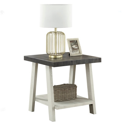 Athens Contemporary Two-Tone Wood Shelf End Table