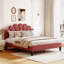 Base de lit plateforme en velours grand, tête de lit à motif floral-274103345-274103346