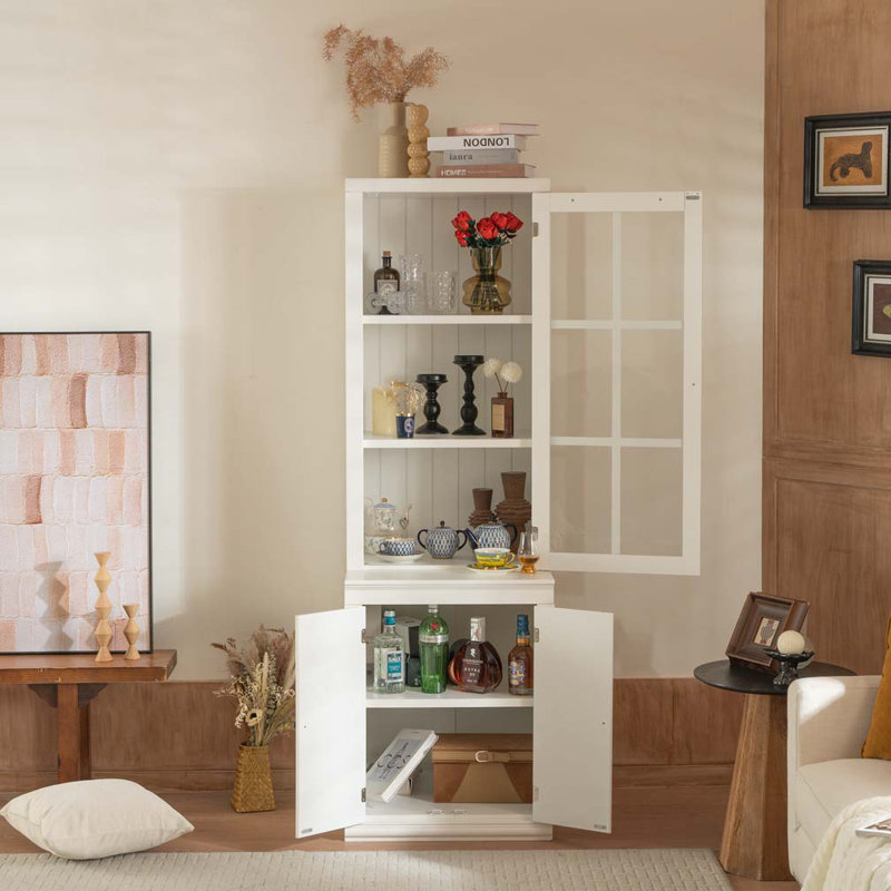 Cabinet with Single Tempered Glass Door, China Cabinet Hutch Cabinet with Double
