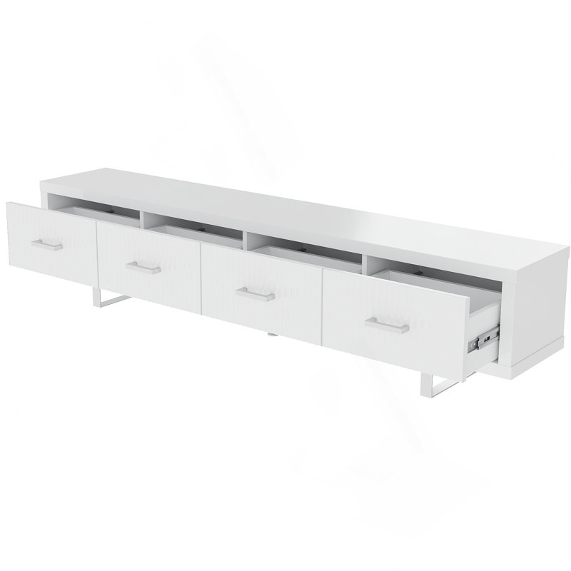 Meuble télé avec 4 tiroirs de rangement, Blanc