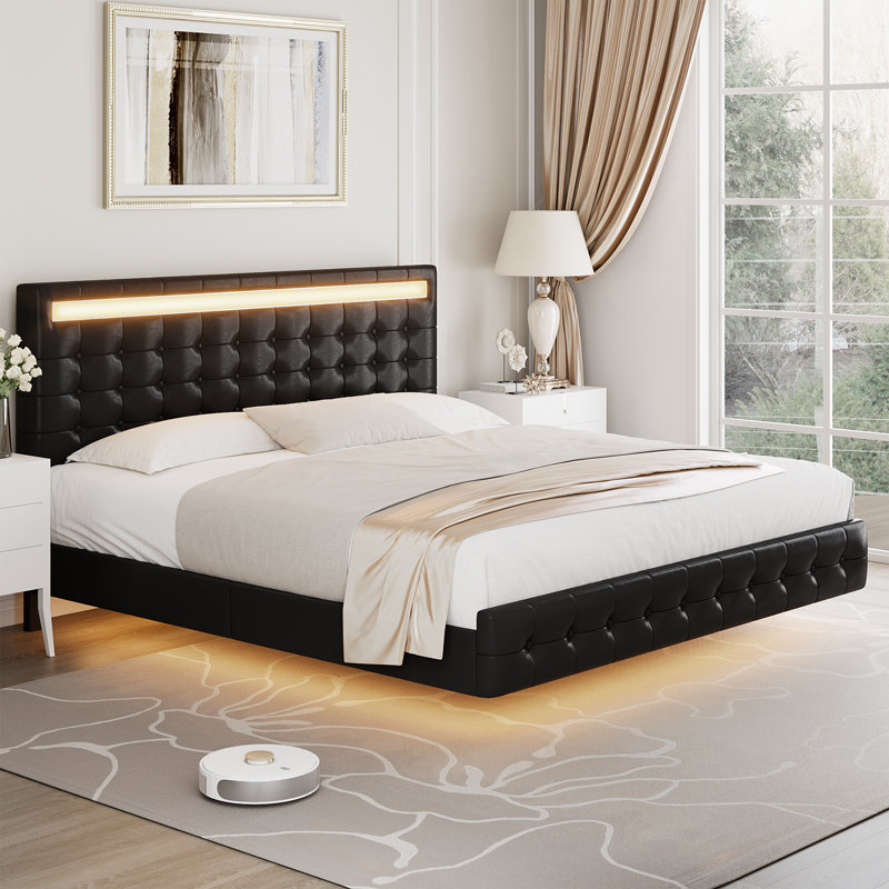 Lit plateforme standard Bocar, Double, Noir