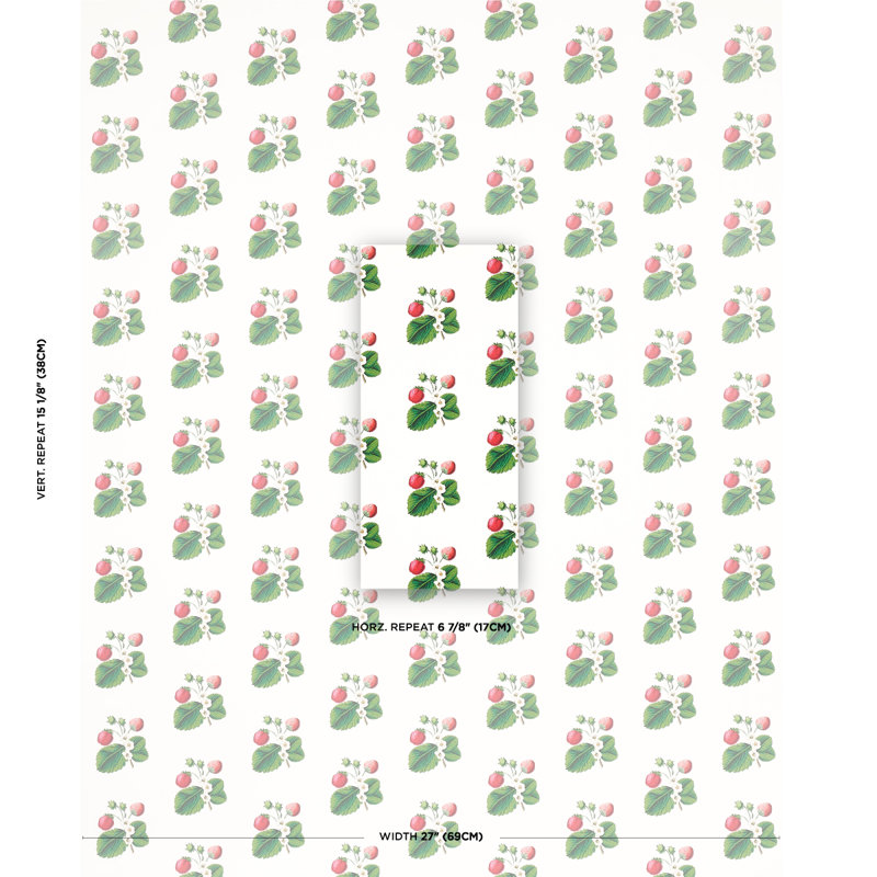 Papier peint Schumacher x Johnson Hartig Strawberry Hill, Blanc