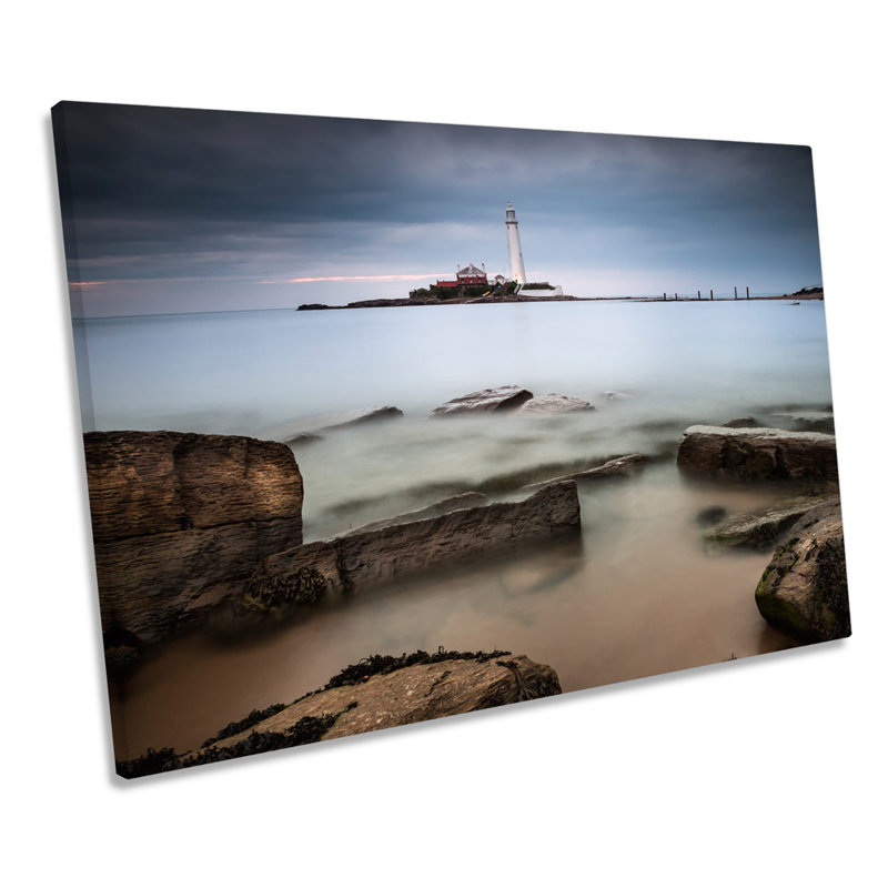 St Marys Island Lighthouse Tynemouth - Wrapped Canvas Print, 81.3cm H x 121.9cm W x 4cm D