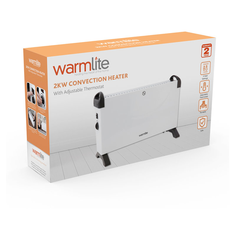 Warmlite Convection heater with an Adjustable Thermostat and Overheat Protection, 2000W