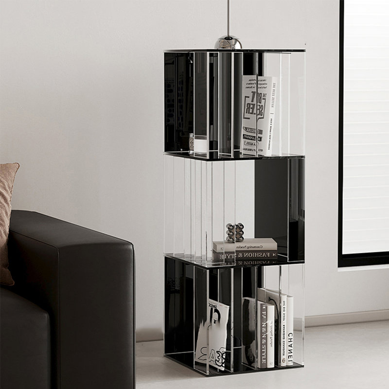 Simple acrylic bookcase designed with creativity, Black