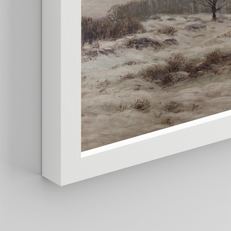 «Country Field Snow Cloudy Sky» sur papier, Blanc, H 8 po x l 10 po