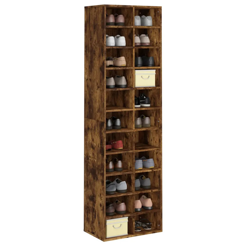 vidaXL Shoe Cabinet  54 x 34 x 183 cm Engineered Wood, Smoked Oak