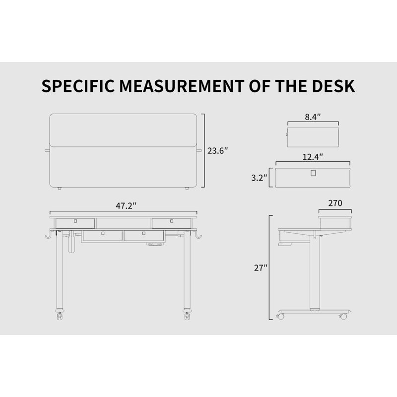 Emanuiel Height Adjustable Standing Gaming Desk, 46" H x 48" W x 24" D