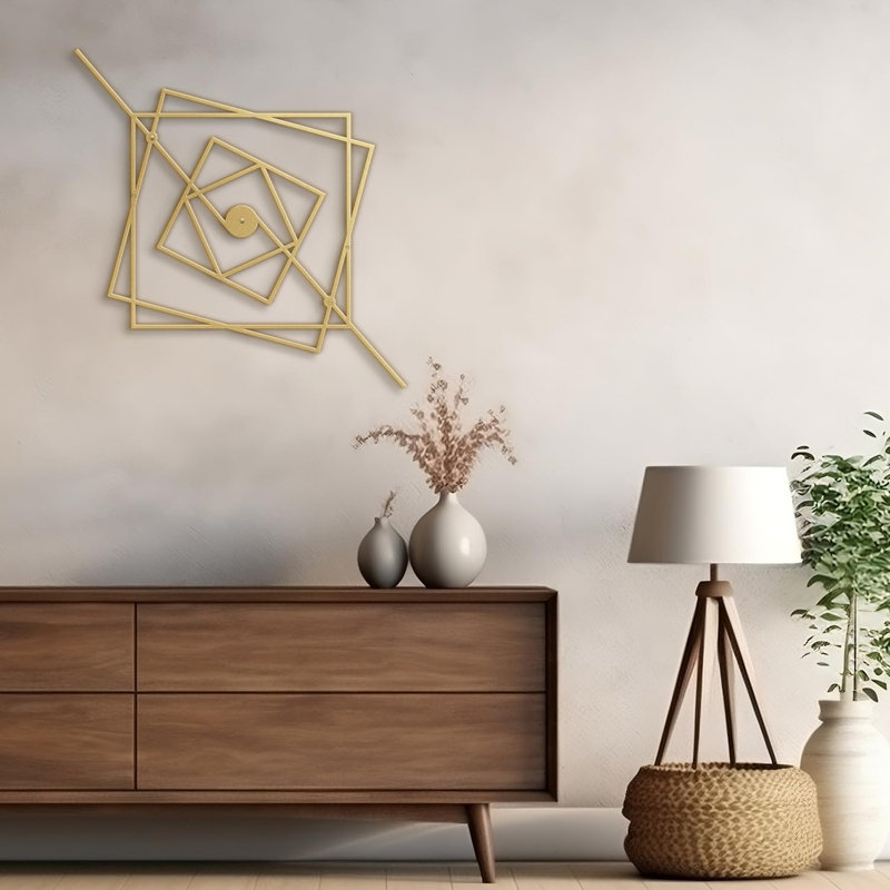 Décoration murale en métal, H 18 po x l 18 po x P 0,05 po, Or