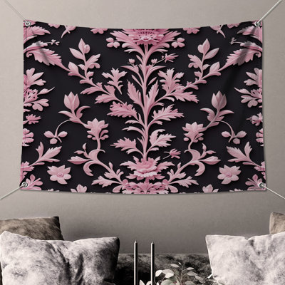 Tapisserie murale à motif floral rose - décoration murale florale