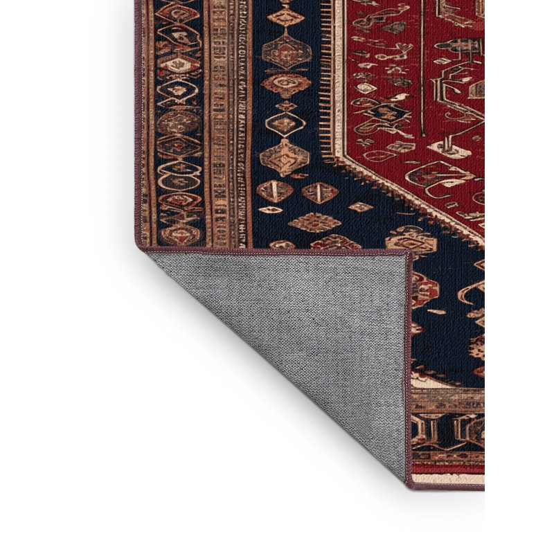 Tapis brun turc lavable à la machine, Rond 6 pi
