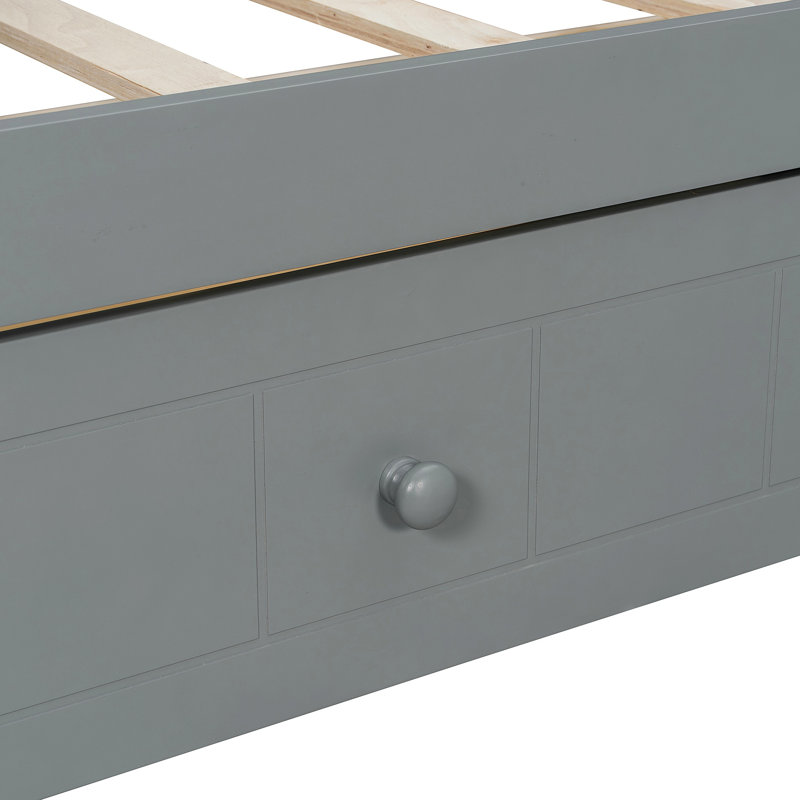 Canopy Day Bed With 2 Drawers, Gray