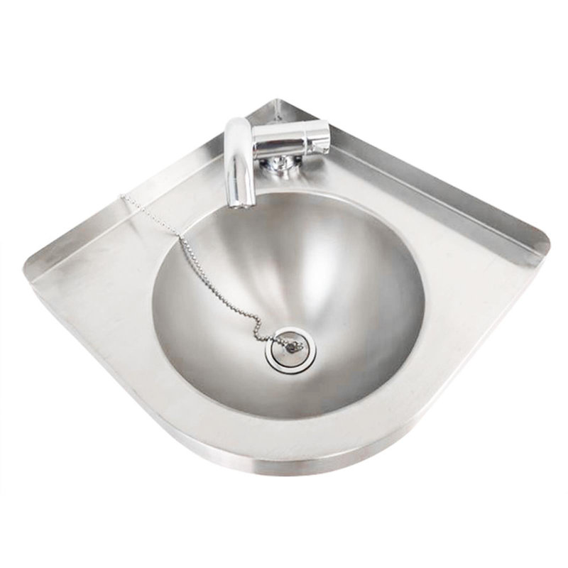 Caravan Wall Mount Corner Sink with Faucet Triangular Stainless Steel