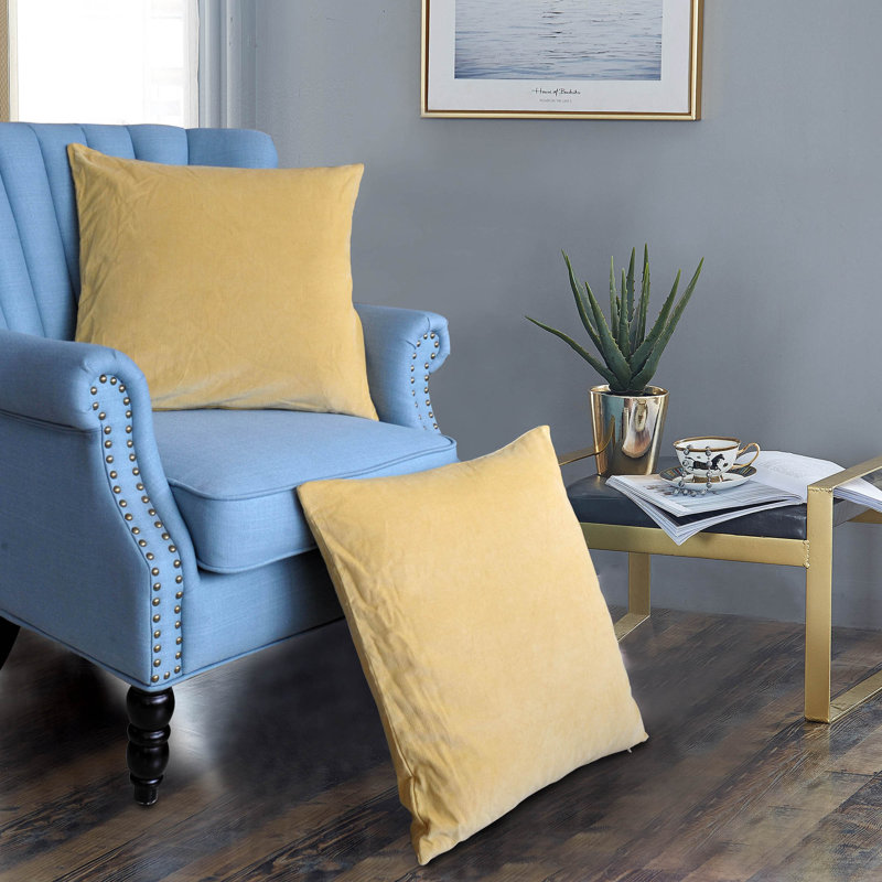 Housse de coussin carré, 20 po X 20 po, Jaune jojoba