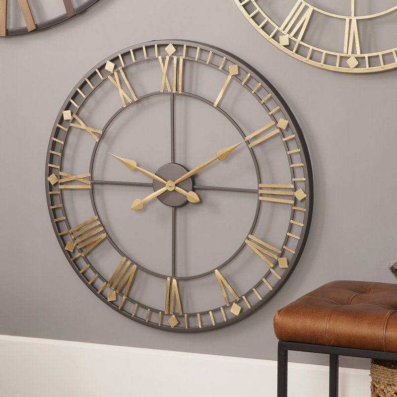 Beaver Creek Metal Wall Clock, Antique Bronze/Unfinished Gold