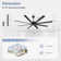 96 Inch Black Industrial DC Motor Ceiling Fan, Large Ceiling Fan With 8 Reversible Blades, 6-Speed Remote Control, Home Or Commercial Ceiling Fans For Porch/Garage/Shop
