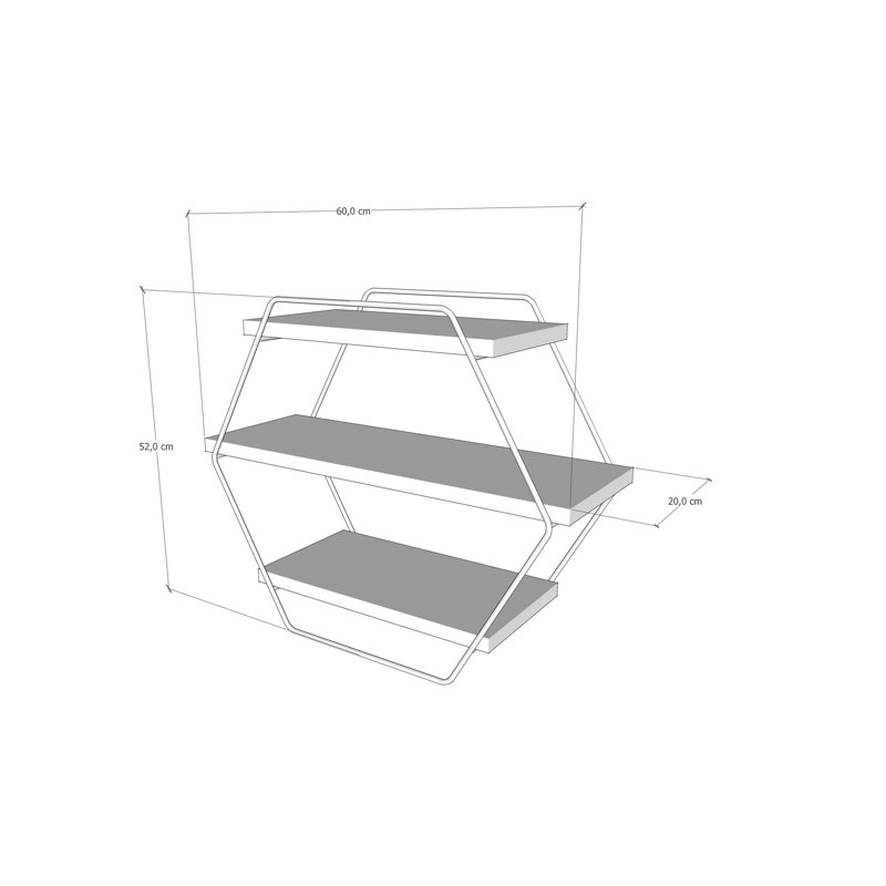 Étagère hexagonale 3 pièces Alexandria