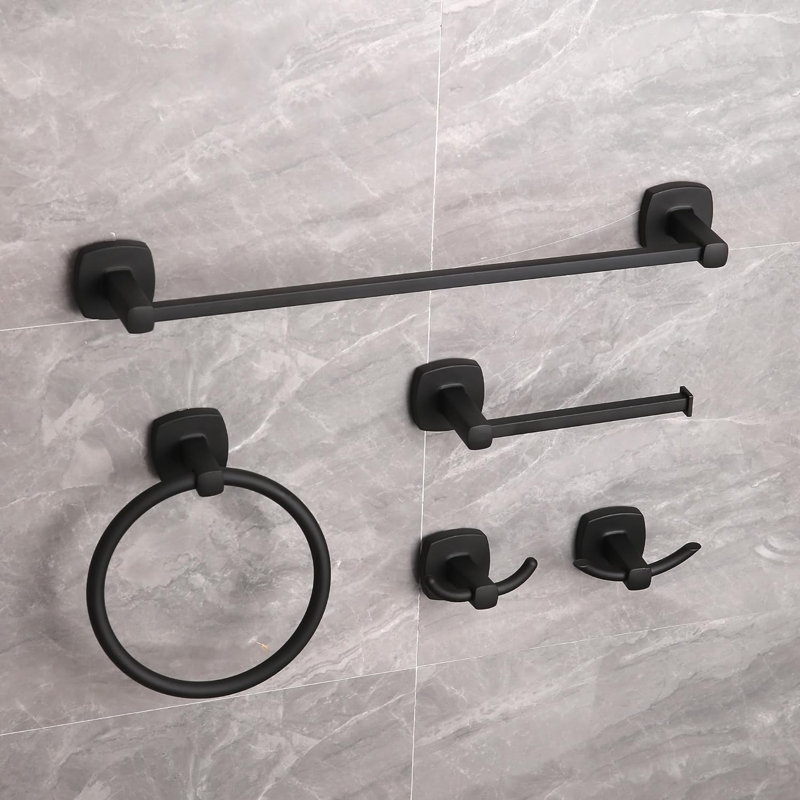 5 - Piece Bathroom Hardware Set, Matte Black