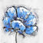 «Abstract Blue Petals» - Reproduction encadrée botanique contemporaine-1958695052
