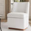 Fauteuil d'appoint rembourré avec accoudoirs à dossier plein et chaise demi-tonneau avec base en bois massif-864772986