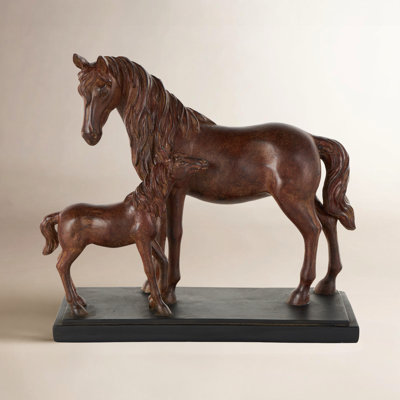 Ceramic Mom and Baby Horse Sculpture