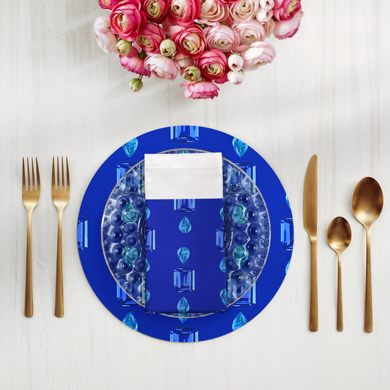 Gem Sapphires Cotton Sateen Dinner Napkins, Topaz Royal