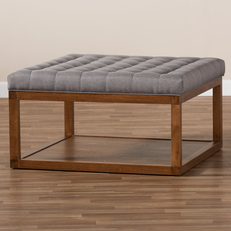Repose-pieds carré capitonné avec rangement 36,4 po Pankey, Gris