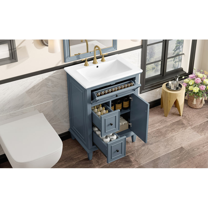 Meuble-lavabo 24 po avec lavabo, Bleu gris