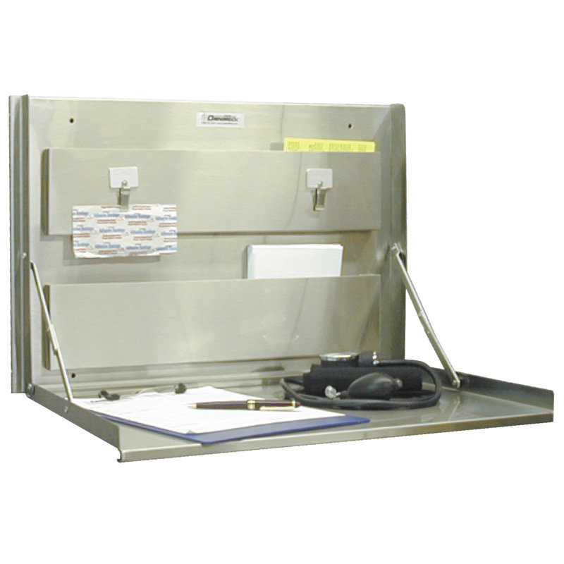 Gray Wall Mounted Foldable Desk with Filing Cabinet