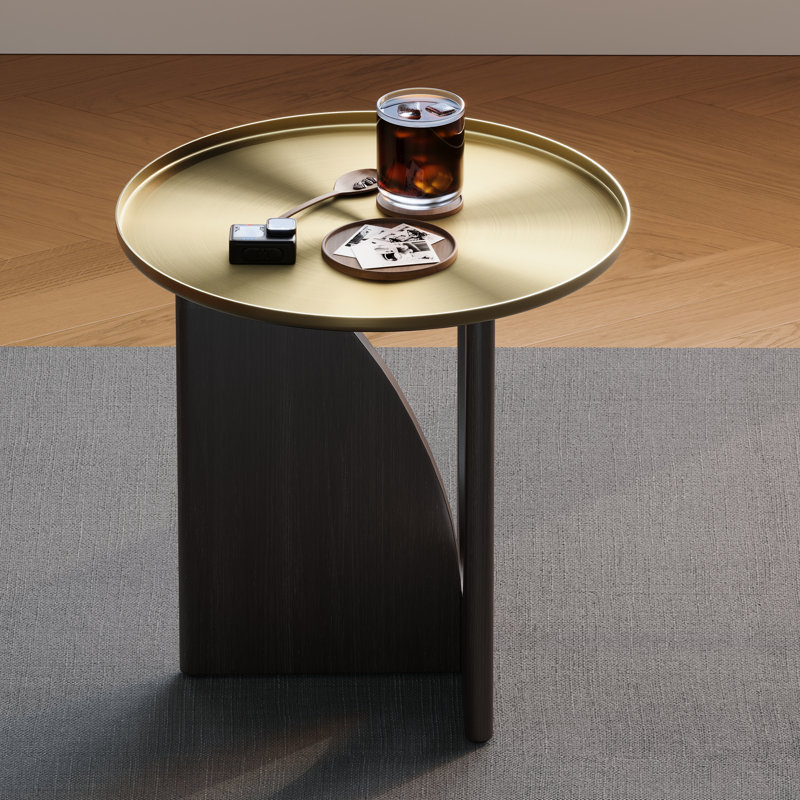 Table de bout ronde en bois, Noyer