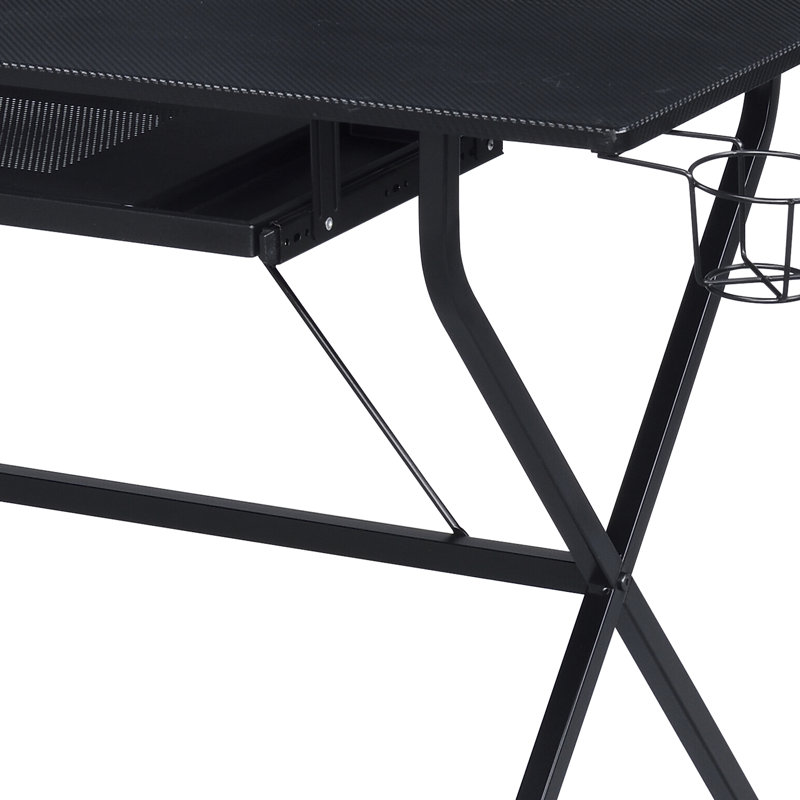 Black Computer Desk Featuring Keyboard Tray, Build And Practical Design With Ample Desktop Area For Various Uses