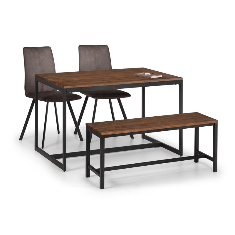 Criss Metal Base Dining Table, Walnut