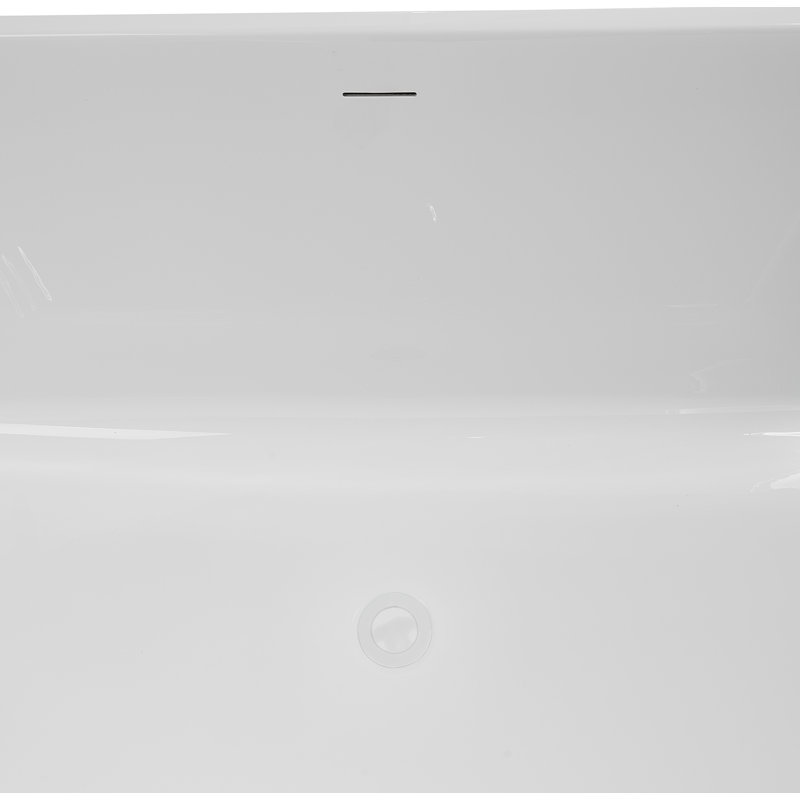 63" Streamline Soaking Freestanding Tub and Tray With Internal Drain, Glossy White