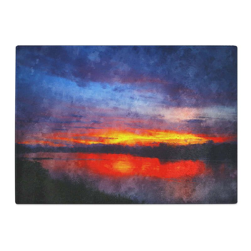 Sunset over Laos Lake Chopping Board, 20cm W x 28.5cm L