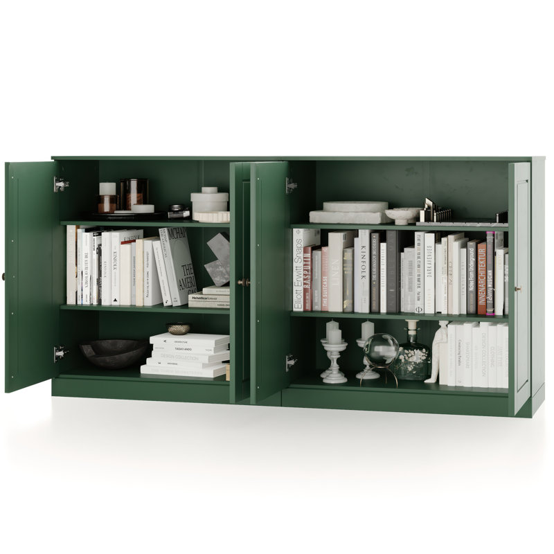 Buffet 100% bois massif 64 "avec portes solides, Vert