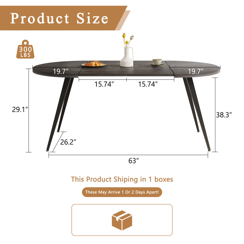 Vesta Extendable Folding Kitchen Dining Table, Black, Black