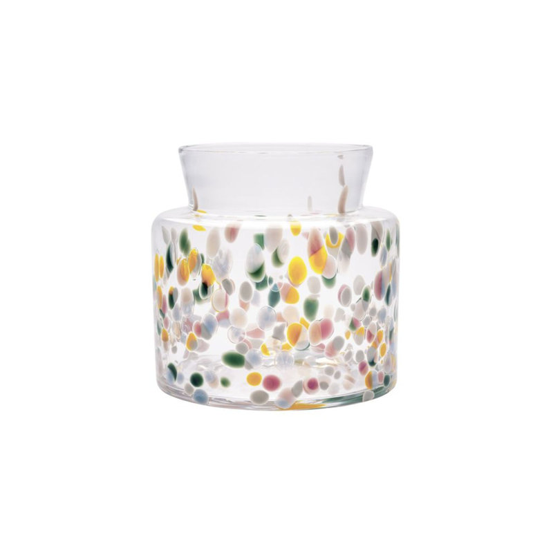 Meadow Glass Table Vase, 7.68" H x 7.87" W x 7.87" D, Clear/Yellow