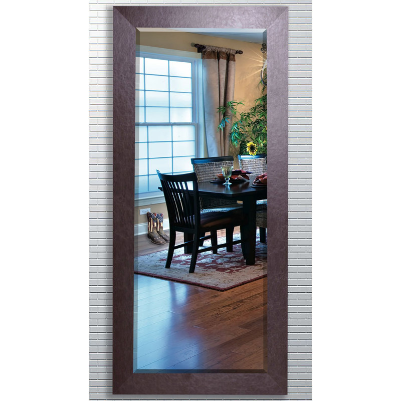 Miroir pleine grandeur en cuir brun, H 84 po x l 31 po