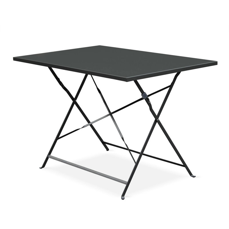 Iona-Louise 4 - Person Steel Patio Dining Set Rectangular Table with Cushions Included, Anthracite