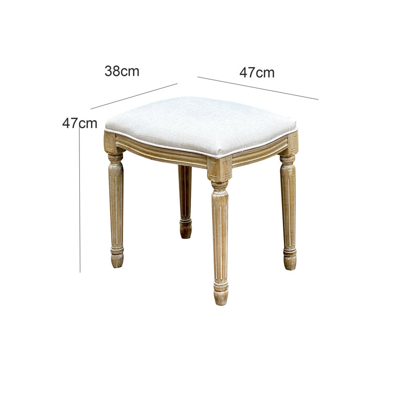 Solid + Manufactured Wood Accent Stool, Beige