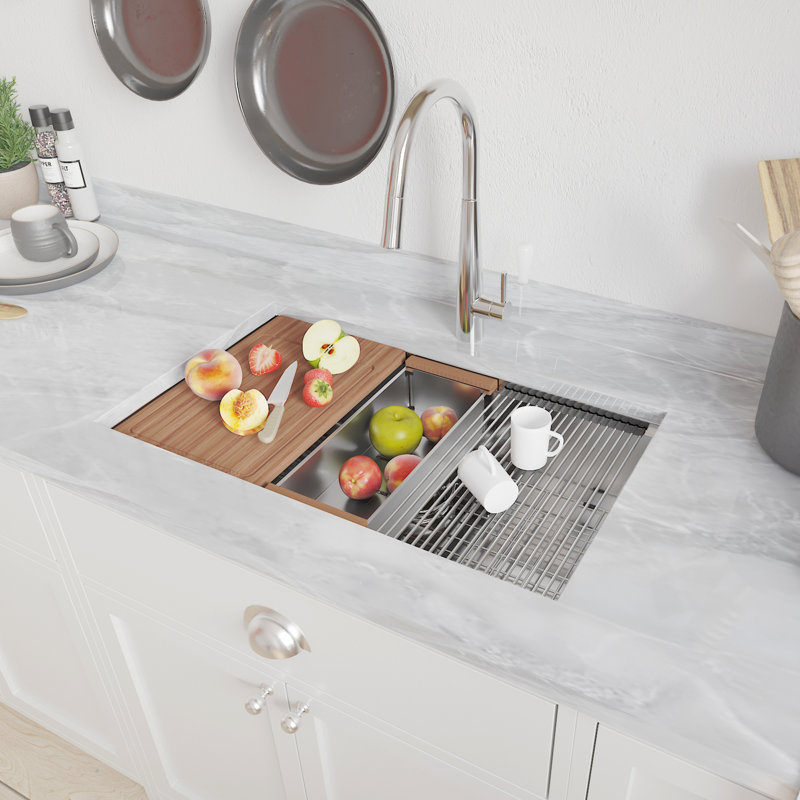 Évier de cuisine en acier inoxydable peu encombrant, poste de travail moderne pour la maison