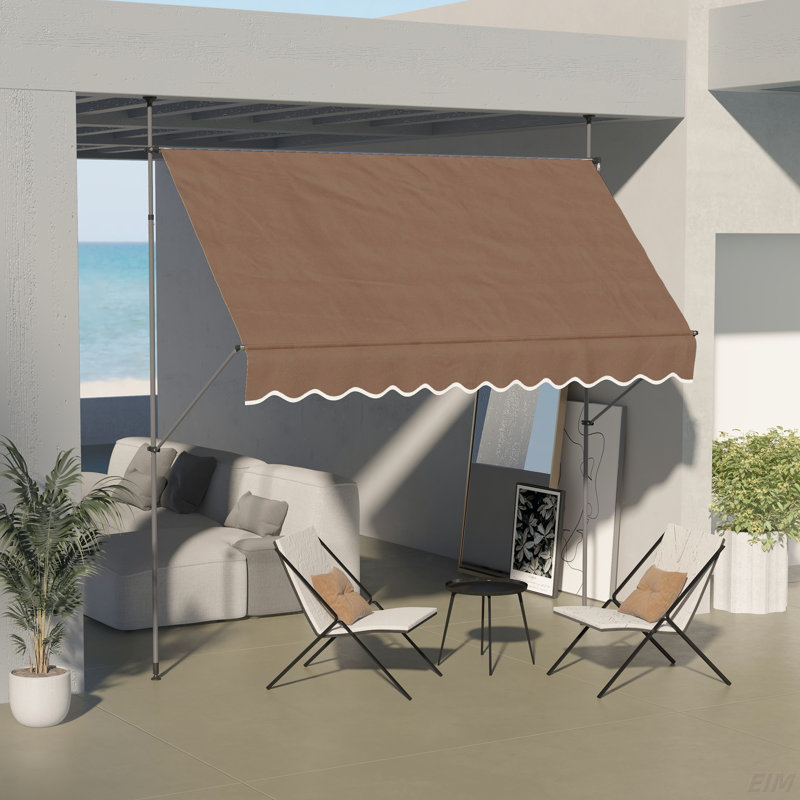 Pare-soleil de terrasse autoportant 118 po avec support, Café